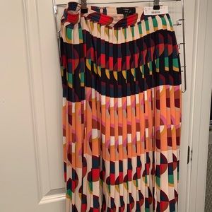 j.crew Pleated midi skirt in art deco print.